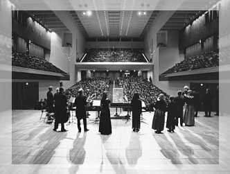 Chamber Orchestra, view from back of stage out to the audience