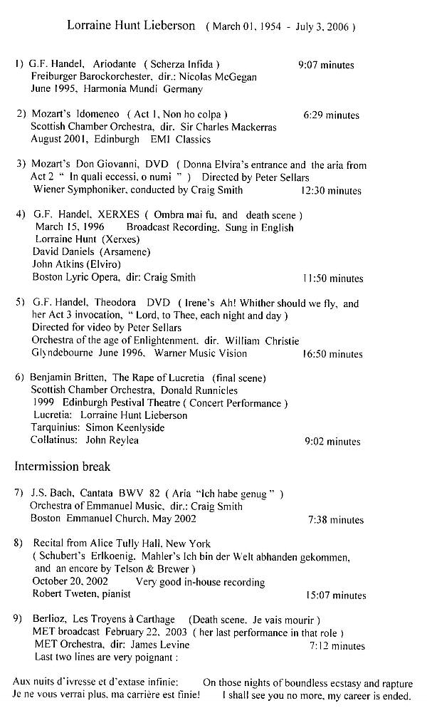 Program Notes - Page 1 - for Lorraine Hunt Lieberson